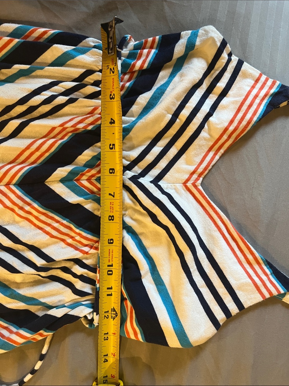 Old Navy Striped Long Maxi Dress in White, Teal, Navy & Orange - Picture 7 of 8